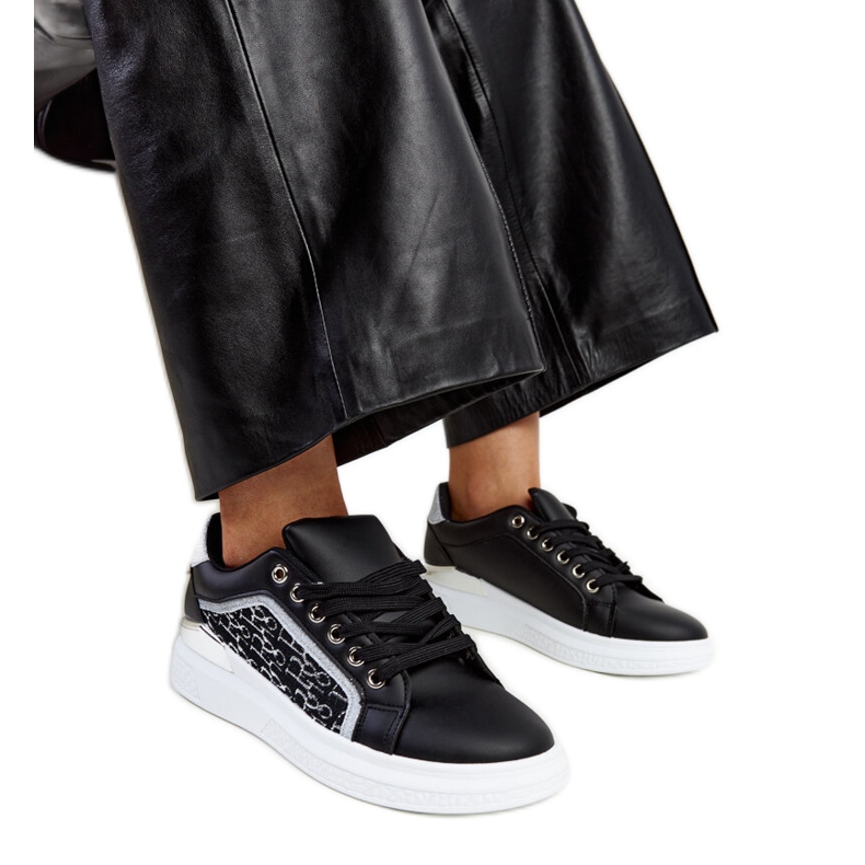 Black platform sneakers with Fekete glitter