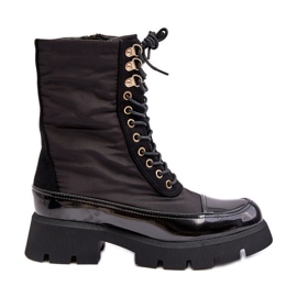 Insulated Worker Boots with a Flat Heel, Black Saranema