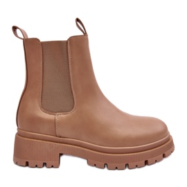 Leather Chelsea boots with a zipper, dark beige Pitrese