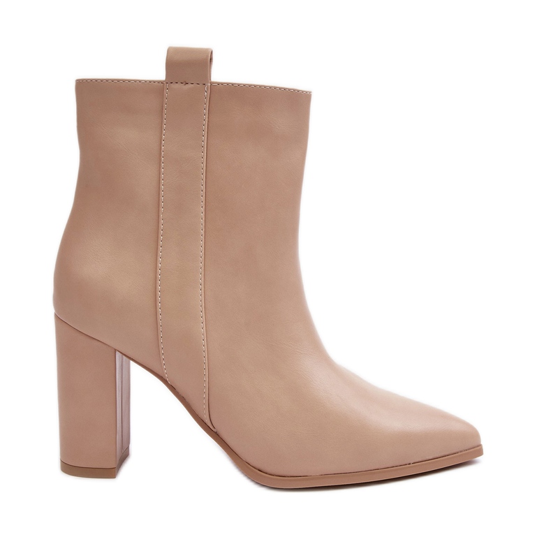 Women's Leather Ankle Boots Beige Vevine