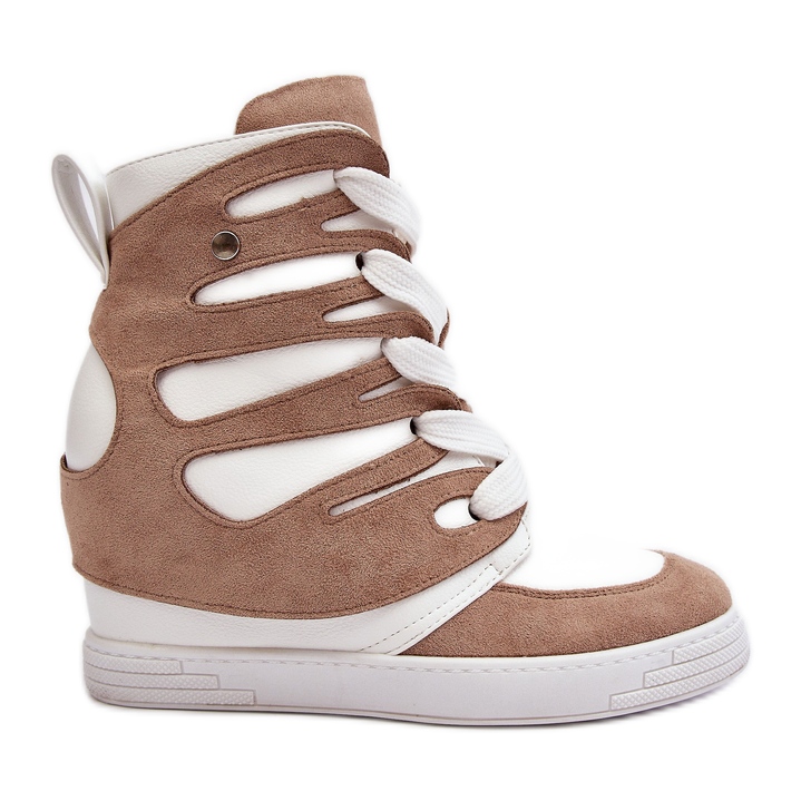 Beige Leather Wedge Ankle Boots Amria