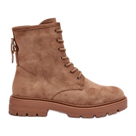 Women's Worker Boots With Zipper, Light Brown, Ninsuni