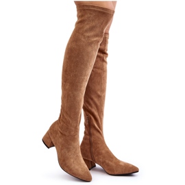 Women's Over-the-Knee Low Heel Boots Camel Maidna brown Women's Over-the-Knee Low Heel Boots Camel Maidna brown