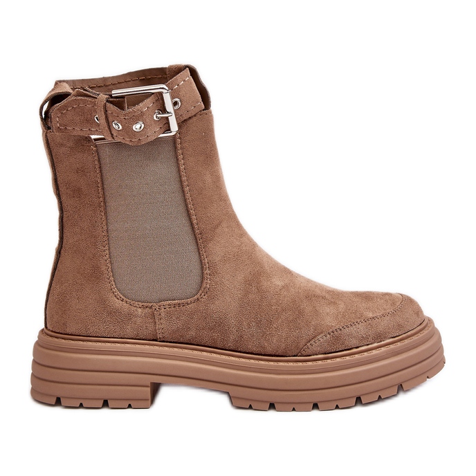 Suede Chelsea boots on a massive sole, Beige Ozaro