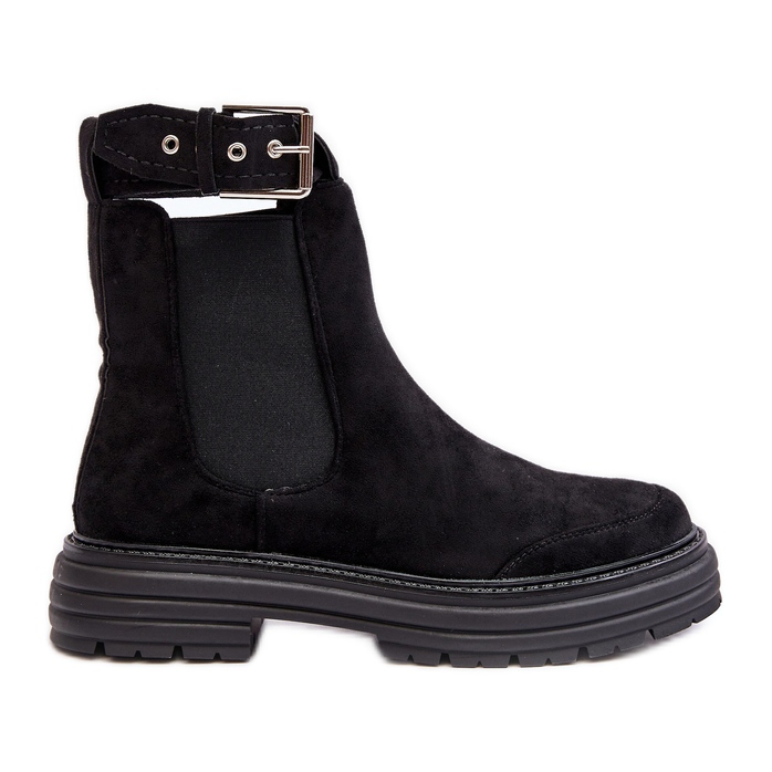 Suede Chelsea boots with a massive sole, Black Ozaro
