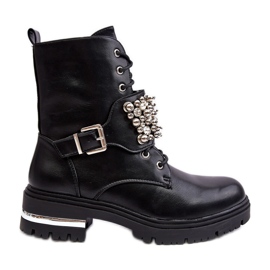 Women's Insulated Worker Ankle Boots Decorated Black Lennen