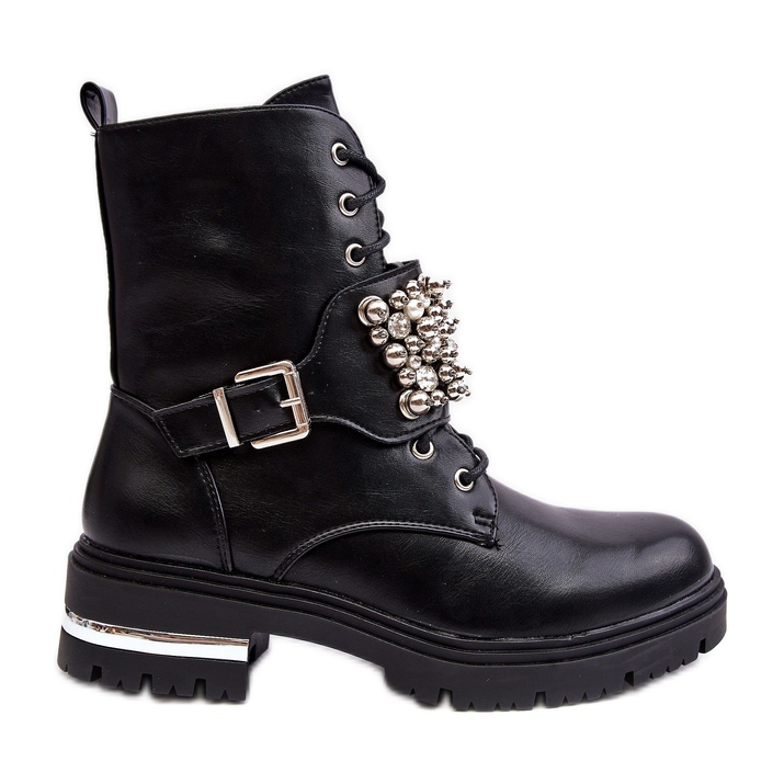 Women's Insulated Worker Ankle Boots Decorated Black Lennen