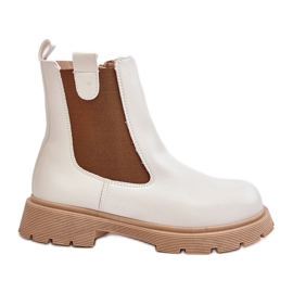 Women's Chelsea boots with a zipper, White Ramhel
