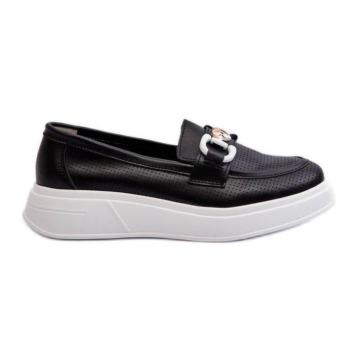 Women's Leather Moccasins on the Platform Black S.Barski LR720 Women's Leather Moccasins on the Platform Black S.Barski LR720