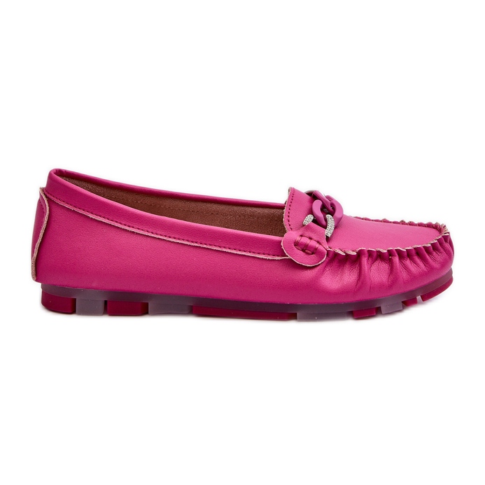 Women's Leather Moccasins With Fuchsia Decoration S.Barski LR339 pink Women's Leather Moccasins With Fuchsia Decoration S.Barski LR339 pink