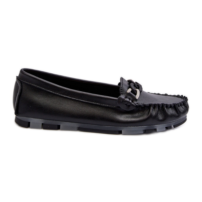 Women's Leather Moccasins With Decoration Black S.Barski LR339 Women's Leather Moccasins With Decoration Black S.Barski LR339