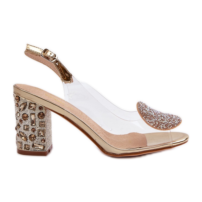 S.Barski Transparent Sandals on a High Heel Gold D&amp;A MR38-812 golden