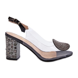 S.Barski Transparent Sandals On A High Heel Black D&amp;A MR38-812