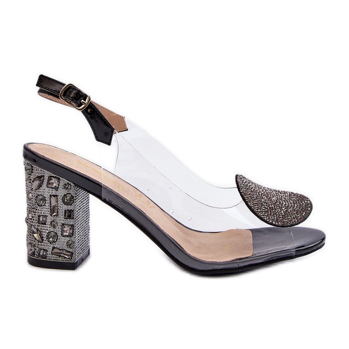 S.Barski Transparent Sandals On A High Heel Black D&amp;A MR38-812