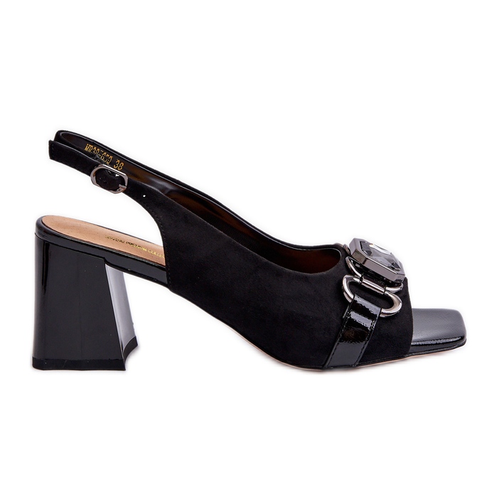 S.Barski Women's High Heel Sandals With Decoration, Black D&amp;A MR38-659