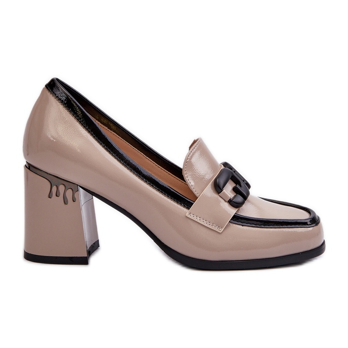 S.Barski Women's Pumps On A High Heel Patent Beige D&amp;A MR38-973