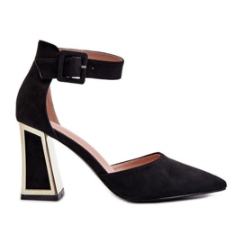 Suede Pumps on a High Heel Black Lodho