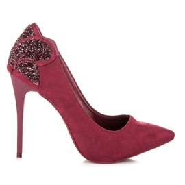 Vices Maroon heels with crystals red