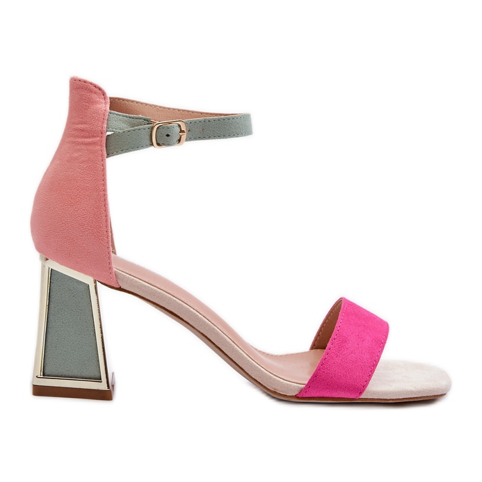 Fuchsia Pholia suede sandals on a high heel multicolored