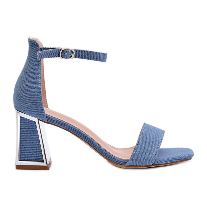 Blue Pholia denim sandals on a high heel