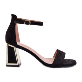 Black Pholia suede sandals on a high heel