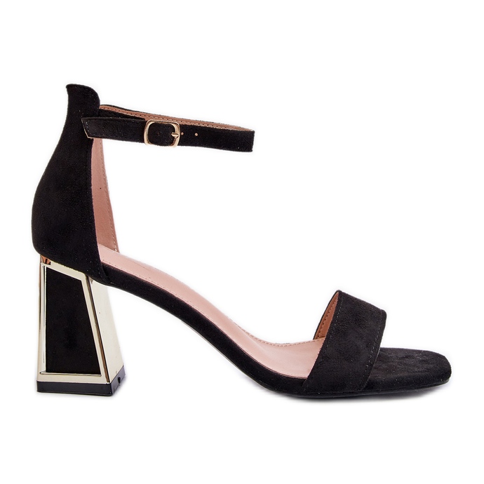 Black Pholia suede sandals on a high heel