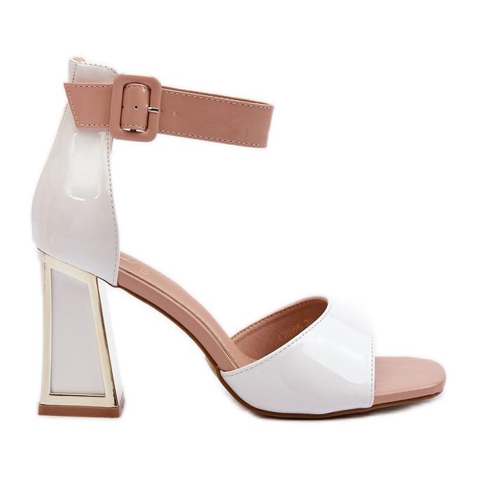 Lacquered Sandals on a High Heel White Adrianu
