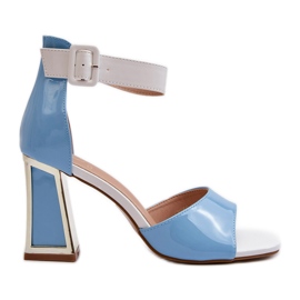 Blue patent high heel sandals from Adrianu