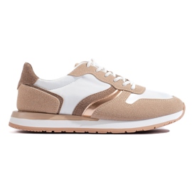 Beige women's sports shoes