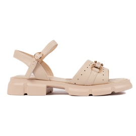 Goodin Women's beige leather sandals Goodin Women's beige leather sandals