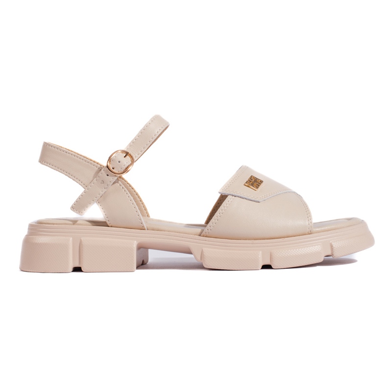 Goodin Comfortable women's beige leather sandals