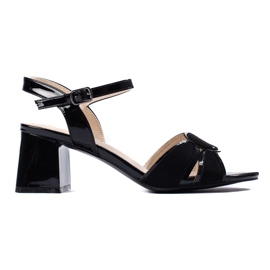 Goodin Ladies' patent black high-heeled sandals