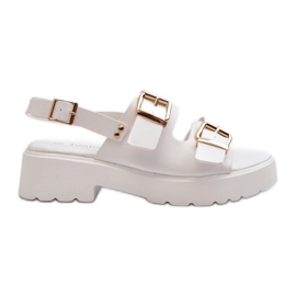 Women's Sandals With Buckles Eco Leather White Konanttia