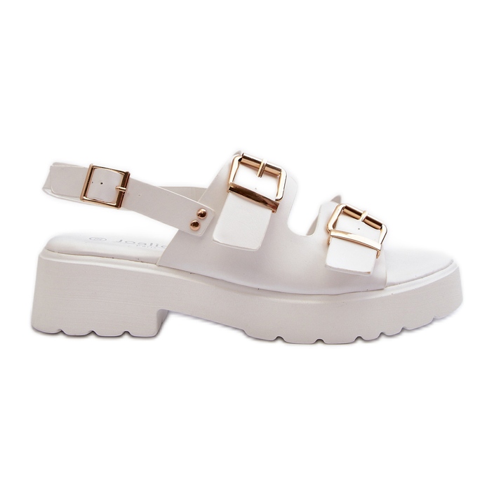 Women's Sandals With Buckles Eco Leather White Konanttia