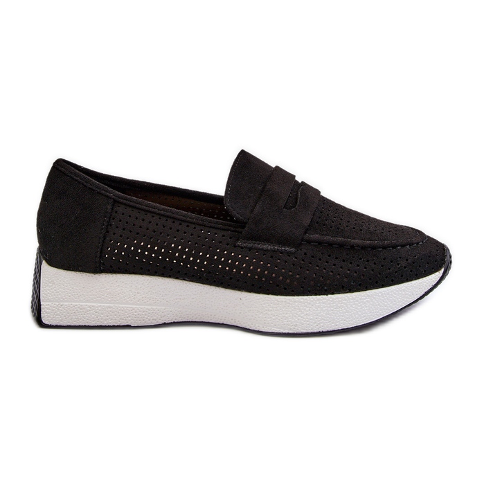 Women's Moccasins On The Platform Eco Suede Black Inesqua