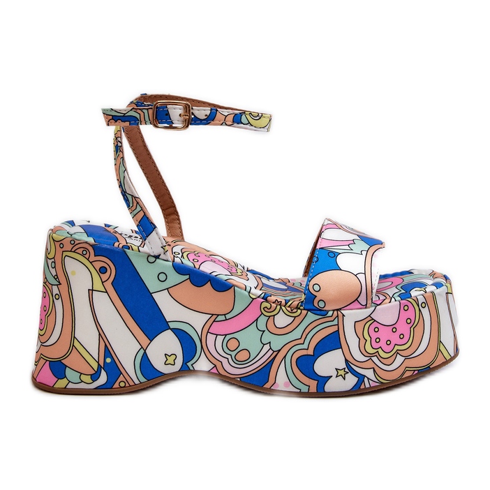 Patterned Sandals On A Platform And Wedge Multicolor Wiandia multicolored