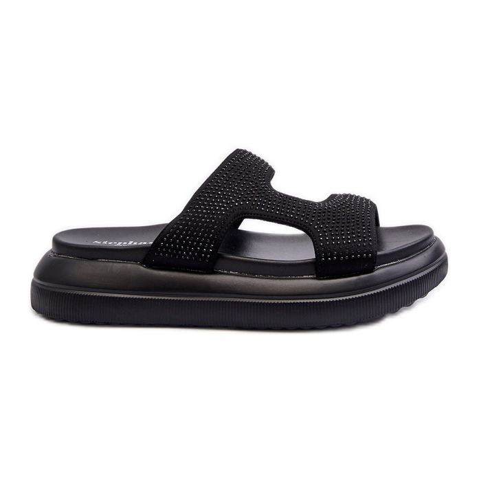 Black Jestella Women's Decorated Flip-Flops On Platform