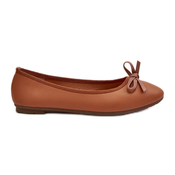 Eco Leather Ballet Flats With Bow Camel Sandelal brown Eco Leather Ballet Flats With Bow Camel Sandelal brown