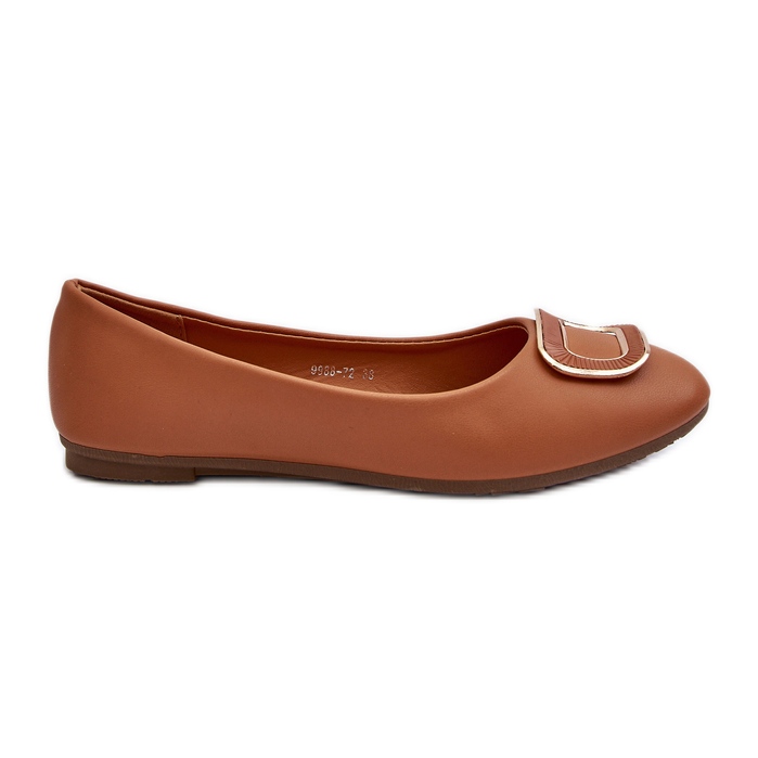 Camel Enicoria Eco Leather Ballet Flats With Decoration brown