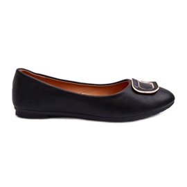 Black Eco-Leather Ballet Flats With Decoration by Enicoria