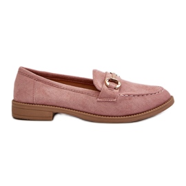 Women's Flat Heel Moccasins With Pink Aviole Decoration
