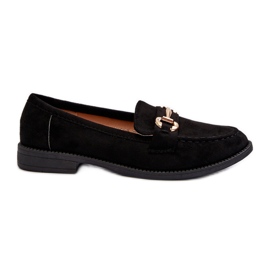 Women's Flat Heel Moccasins With Decoration, Black Aviole