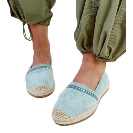 Green espadrilles with Abia rhinestones
