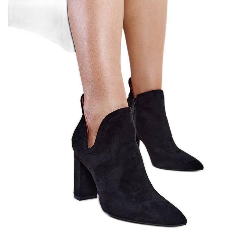 Taylan's black asymmetric high-heeled ankle boots