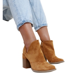 Brown ankle boots with a cut-out block from Brankka Brown ankle boots with a cut-out block from Brankka