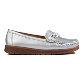 Silver women's moccasins