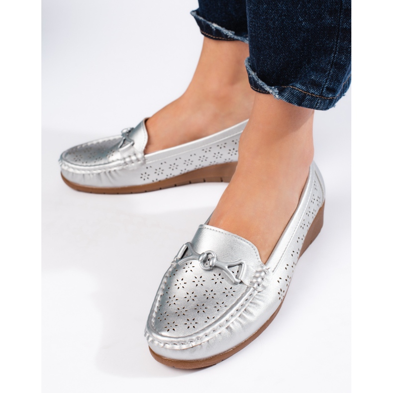 Silver women's moccasins Silver women's moccasins