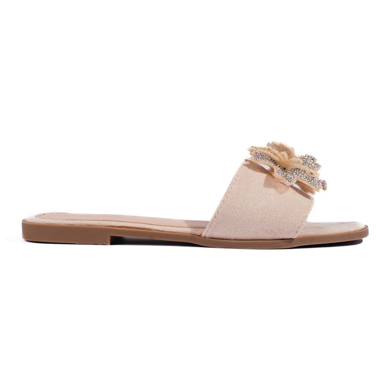 Beige women's flip-flops with decoration Beige women's flip-flops with decoration