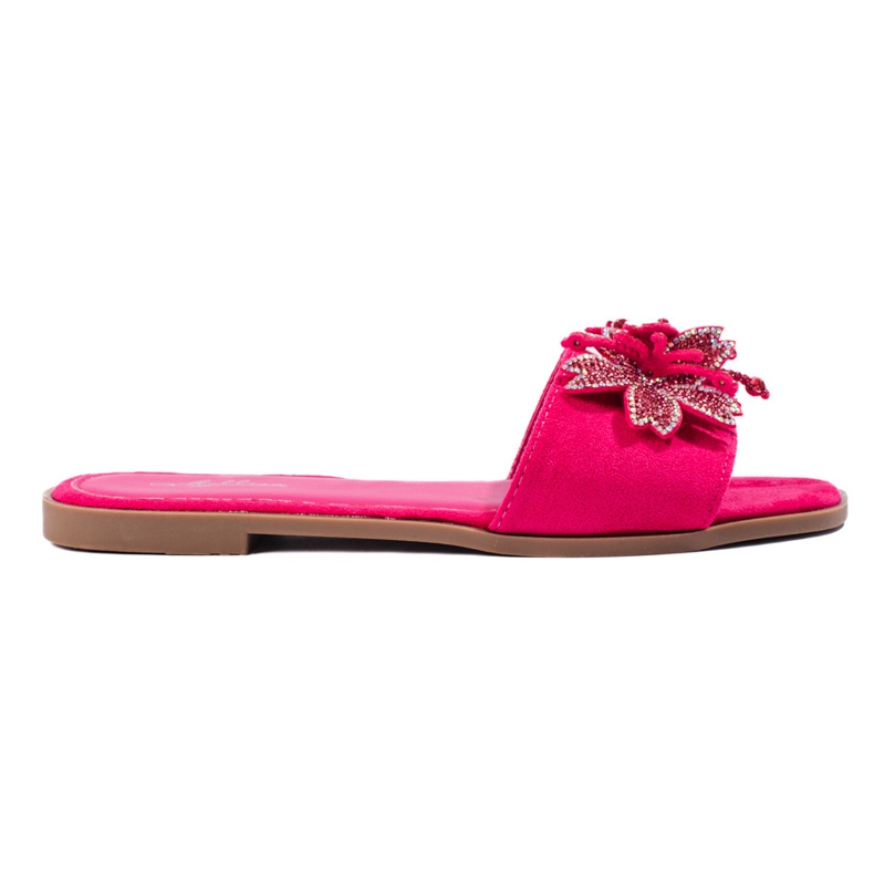 Women's fuchsia flip-flops with decoration pink Women's fuchsia flip-flops with decoration pink