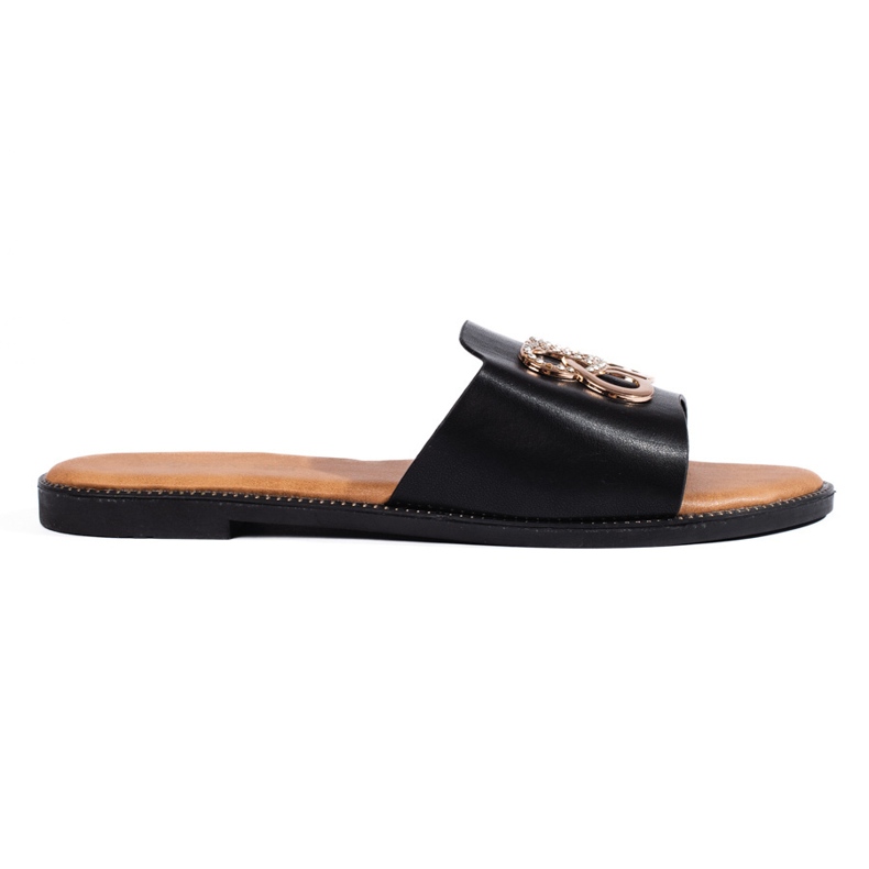 Black women's flat slides Black women's flat slides